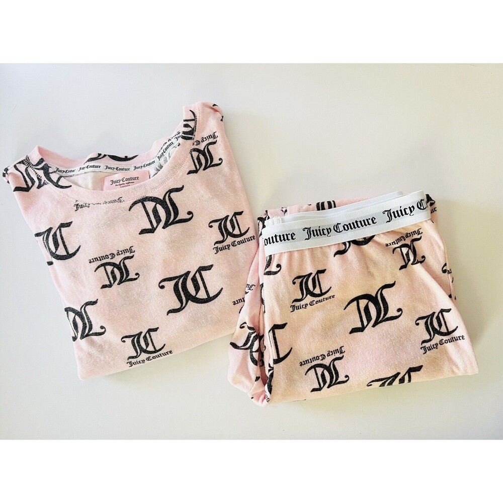 Juicy Couture Pink Sleepwear Loungewear Pajama Set Jogger Logo Terrycloth Y2K‎ M